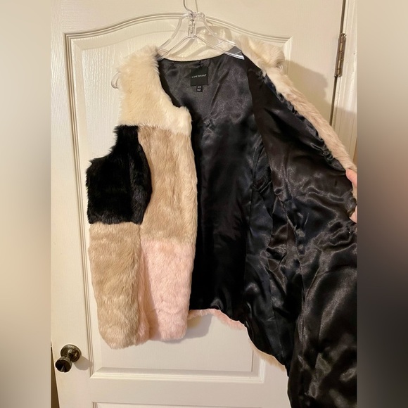 Lane Bryant Color Blocked Faux Fur Vest Jacket Size 18/20 Lined Fall Chic - Picture 2 of 8